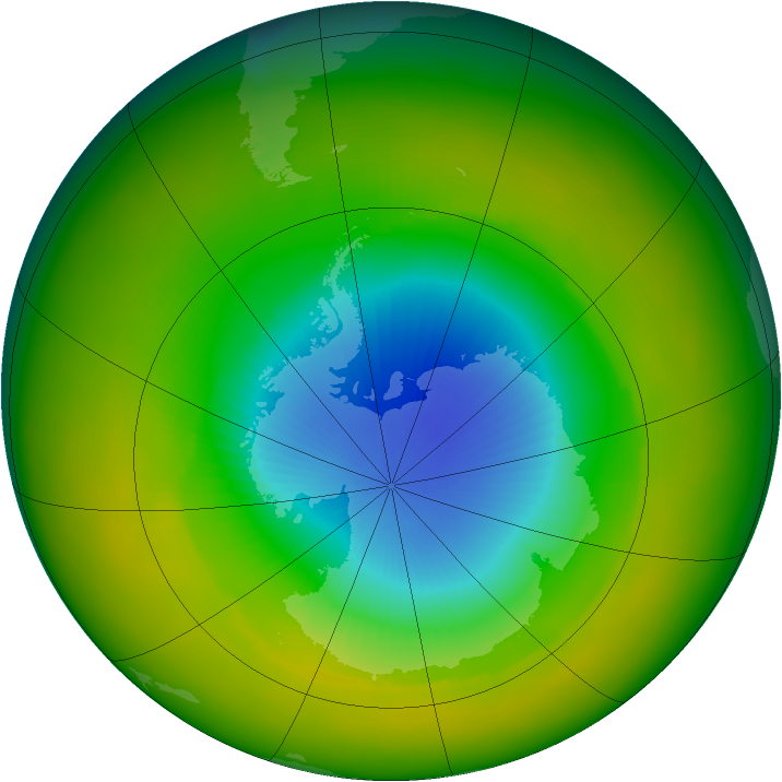 Antarctic ozone map for October 2002